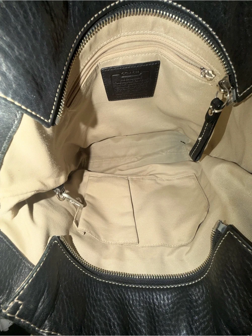 Coach Black Pebbled Leather Buckle-Accent Tote:F18089